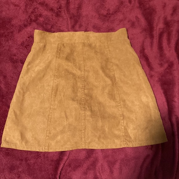 Suede Girls Button-Front Skirt - Picture 2 of 6
